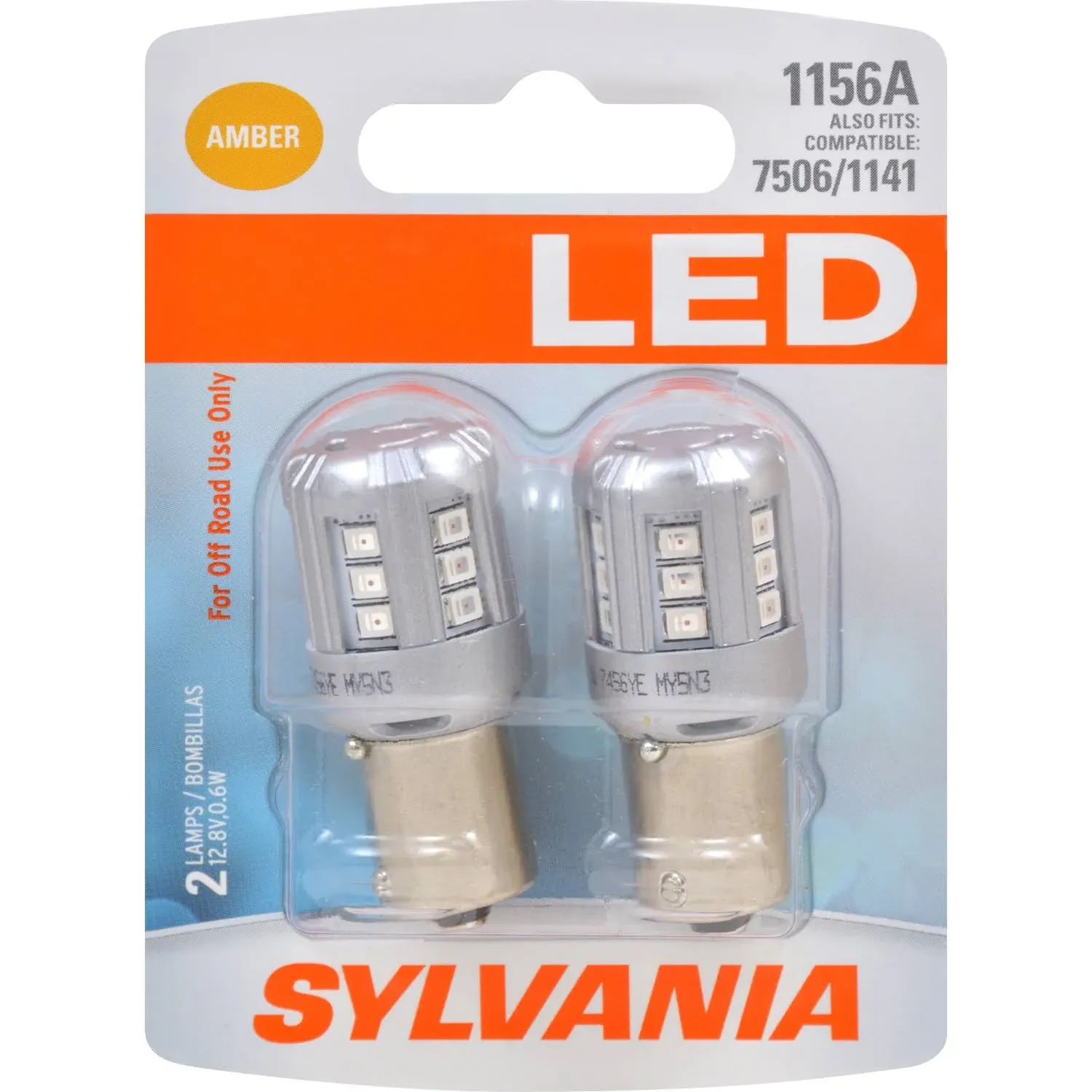 SYLVANIA - 1156 LED Amber Mini Bulb - Bright LED Bulb (Contains 2 Bulbs)