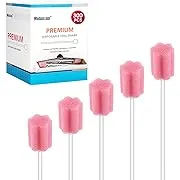 300 Pcs Oral Swabs-Unflavored & Sterile Disposable Oral Care Swabs for Mouth Cleaning- Individually Wrapped (Blossom Pink)