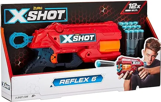 Zuru X Shot Reflex 6 - Shoots 90 feet - Six Dart Blaster 16 Darts Included NEW 