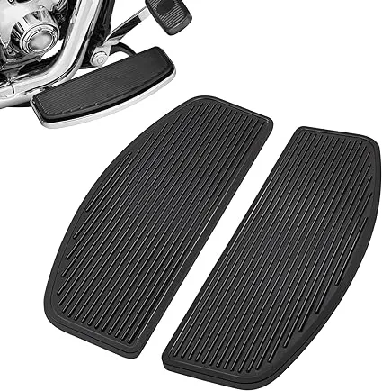 PBYMT Front Footboard Rubber Insert Rider Footboard Floorboard Foot Peg Footrest Pad Compatible for Harley Touring Softail Road King Electra Glide 1986-Later