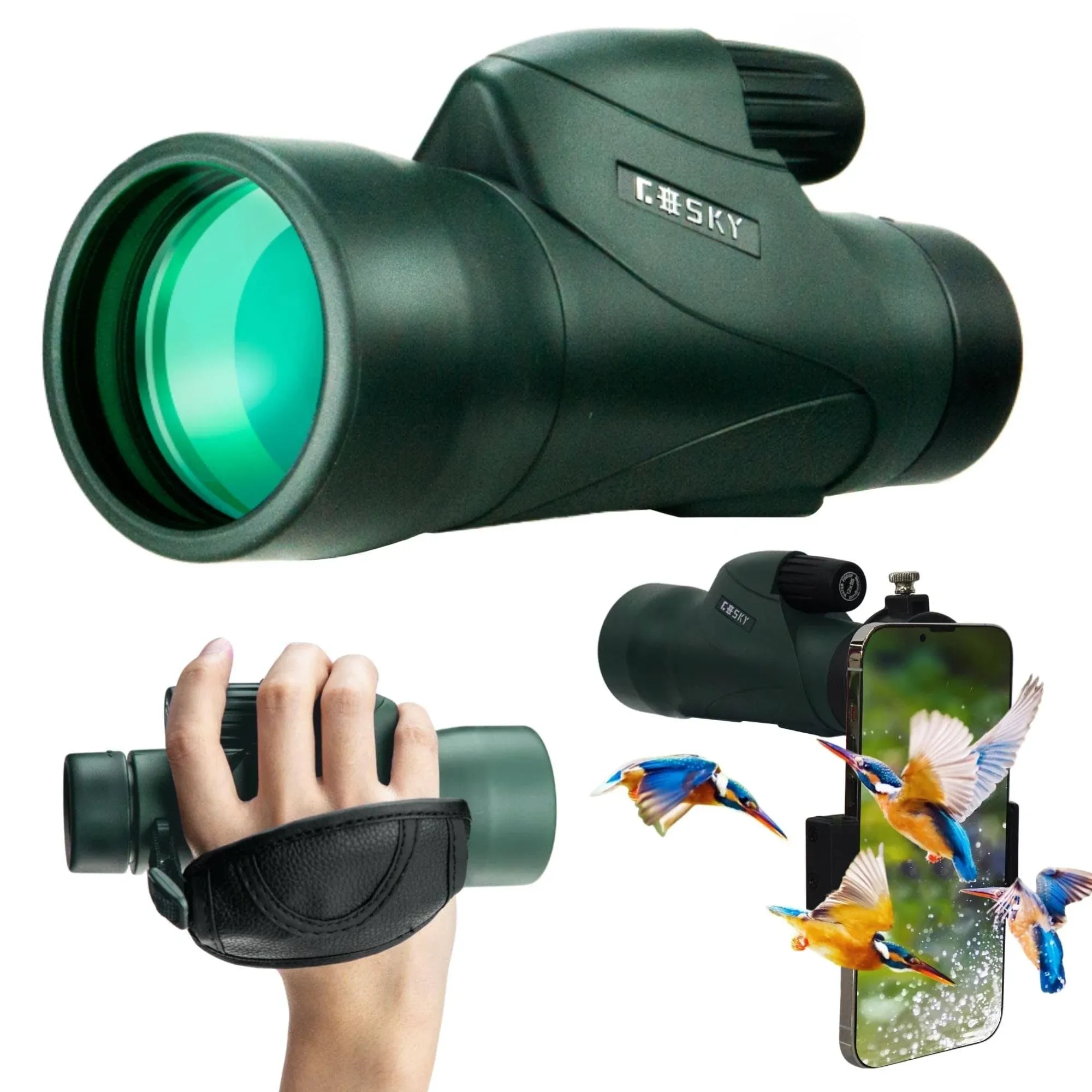 Gosky Piper Monocular Telescope, 12x55 HD Monocular for Adult with BAK4 Prism...