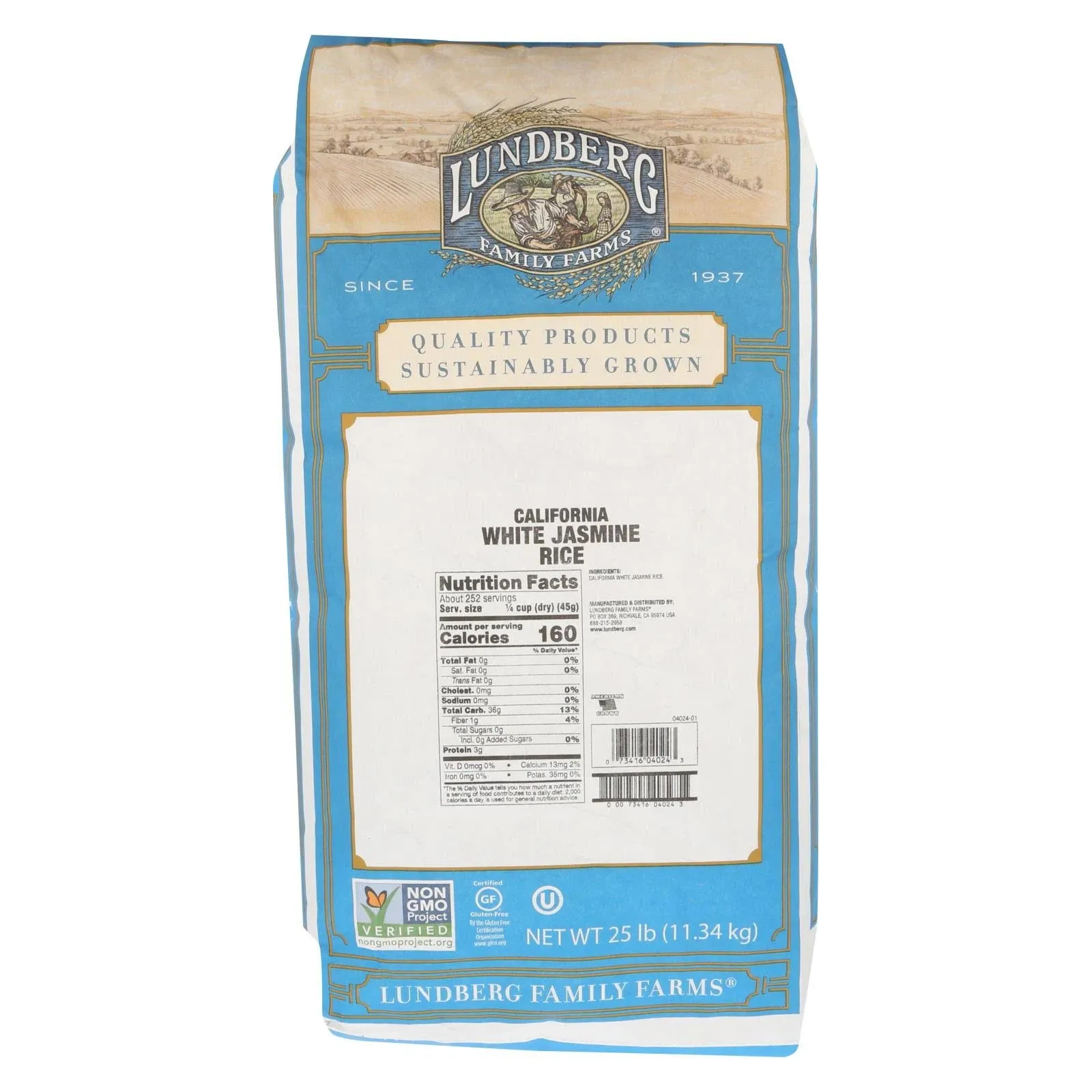 Lundberg Family Farms EcoFarmed Rice Jasmine White - Single Bulk Item - 25LB