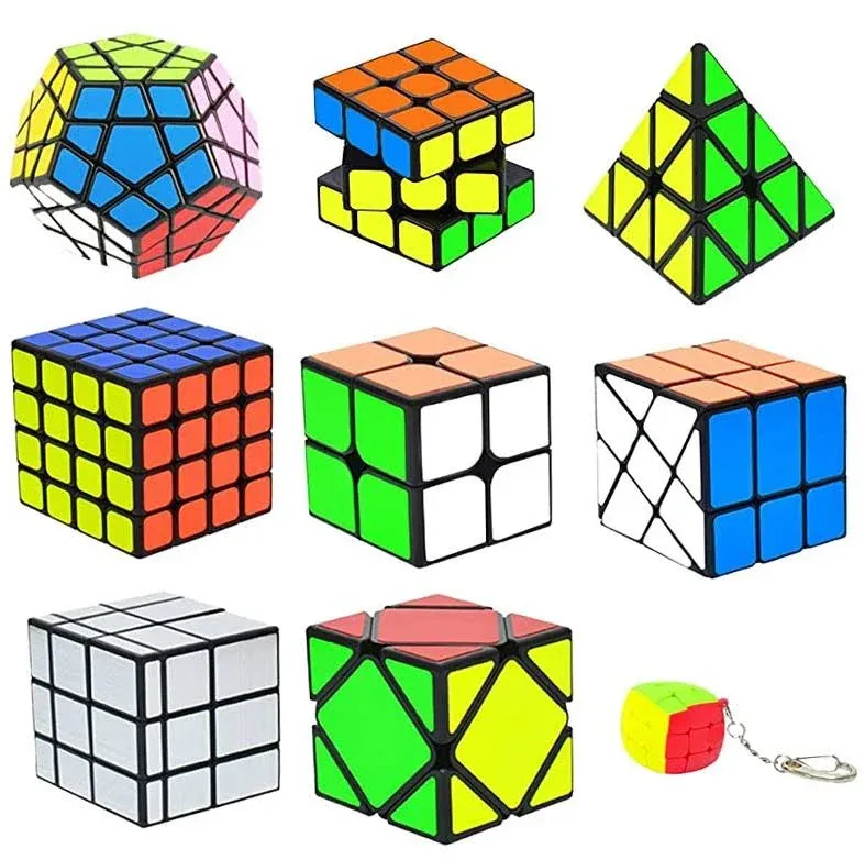 Speed Cube Set, Puzzle Cube,9 Pack Magic Cubes Pyraminx Pyramid + 2x2 + 3x3 + 4x4 + Megaminx + Mirror + Mini 3x3 + Skewb + Fenghuolun Puzzle Cube Toy for Kids & Adults