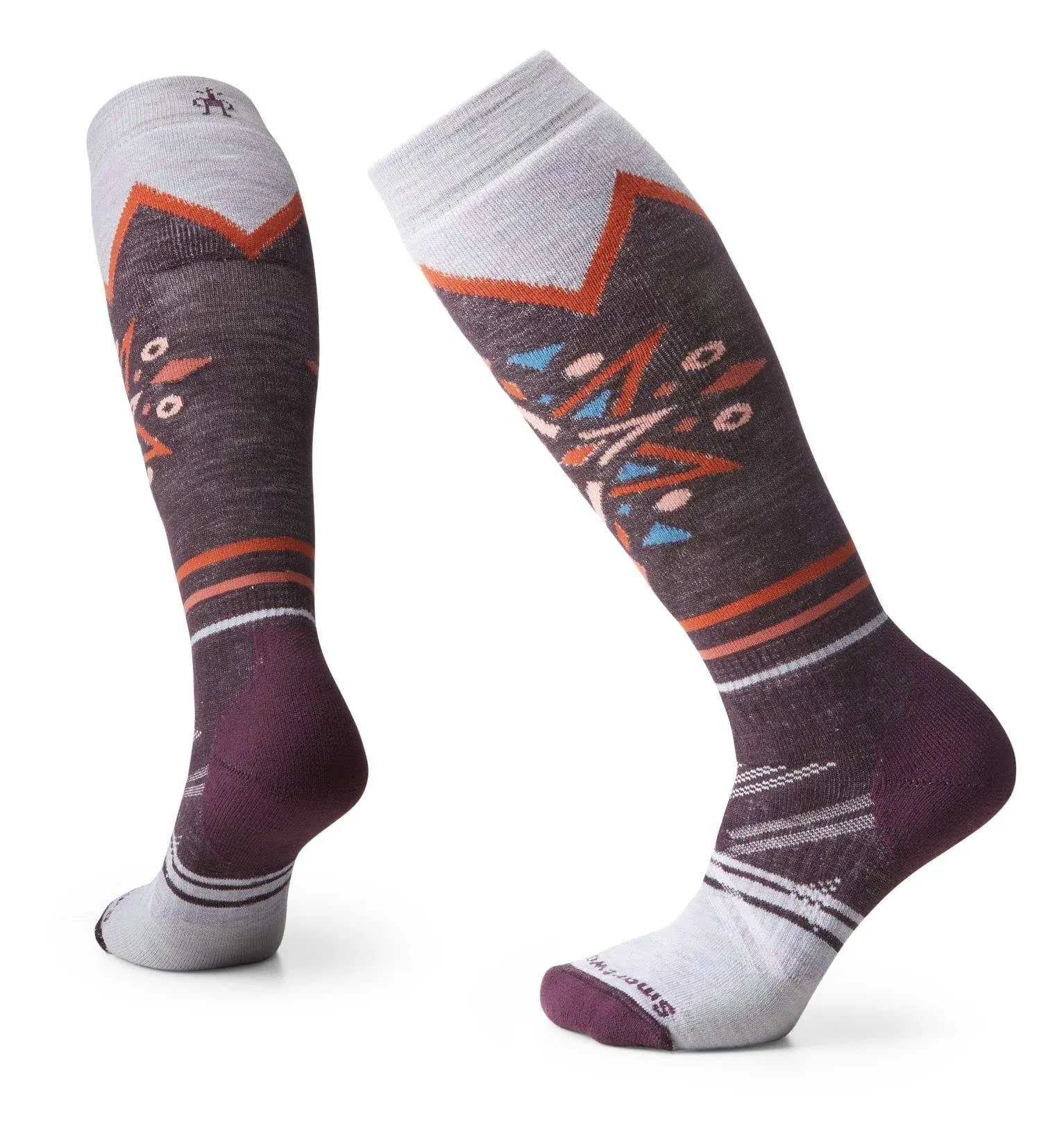 Smartwool Women's Ski Full Cushion Mountain Snowflake Pattern OTC Socks - Bordeaux