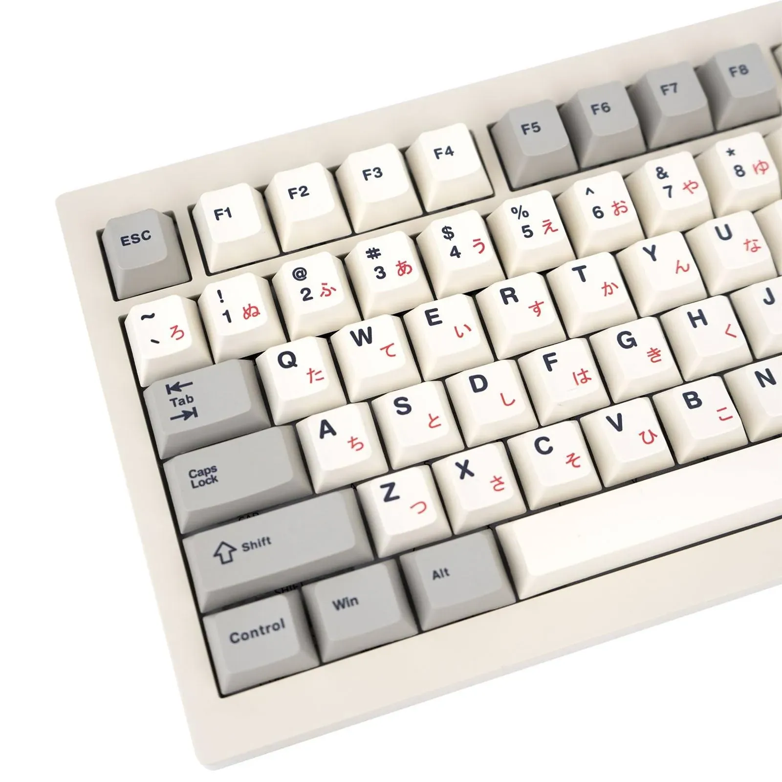 JOLINTAL 124 Keys Retro Japanese Keycaps Set, Ash Grey PBT Cherry Profile Keycaps Custom, Dye-Sub Keycaps Cherry MX Switch Keycaps for Mechanical Gaming Keyboard