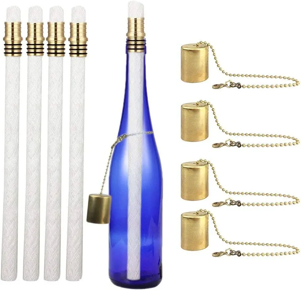 Ociviesr Wine Bottle Torch Kit 4 Pack Includes 4 Long Life Torch Wicks Brass Wick ...