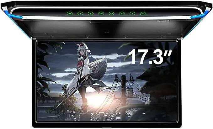 17.3" Car Overhead Flip Down Monitor Screen Dispaly 1080P Video HD Digital TFT Screen Wide Screen Ultra-thin Mounted Car Roof Player HDMI IR FM USB SD