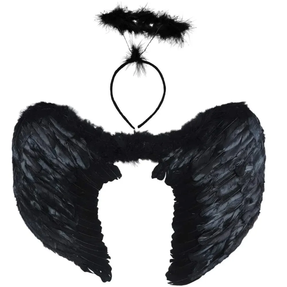 Black Feather Angel Wing &amp; Halo Set