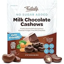 Funtasty Sugar Free Milk Chocolate Covered Cashews, Keto Friendly, 1 Pound PackFuntasty Sugar Free Milk Chocolate Covered Cashews,…