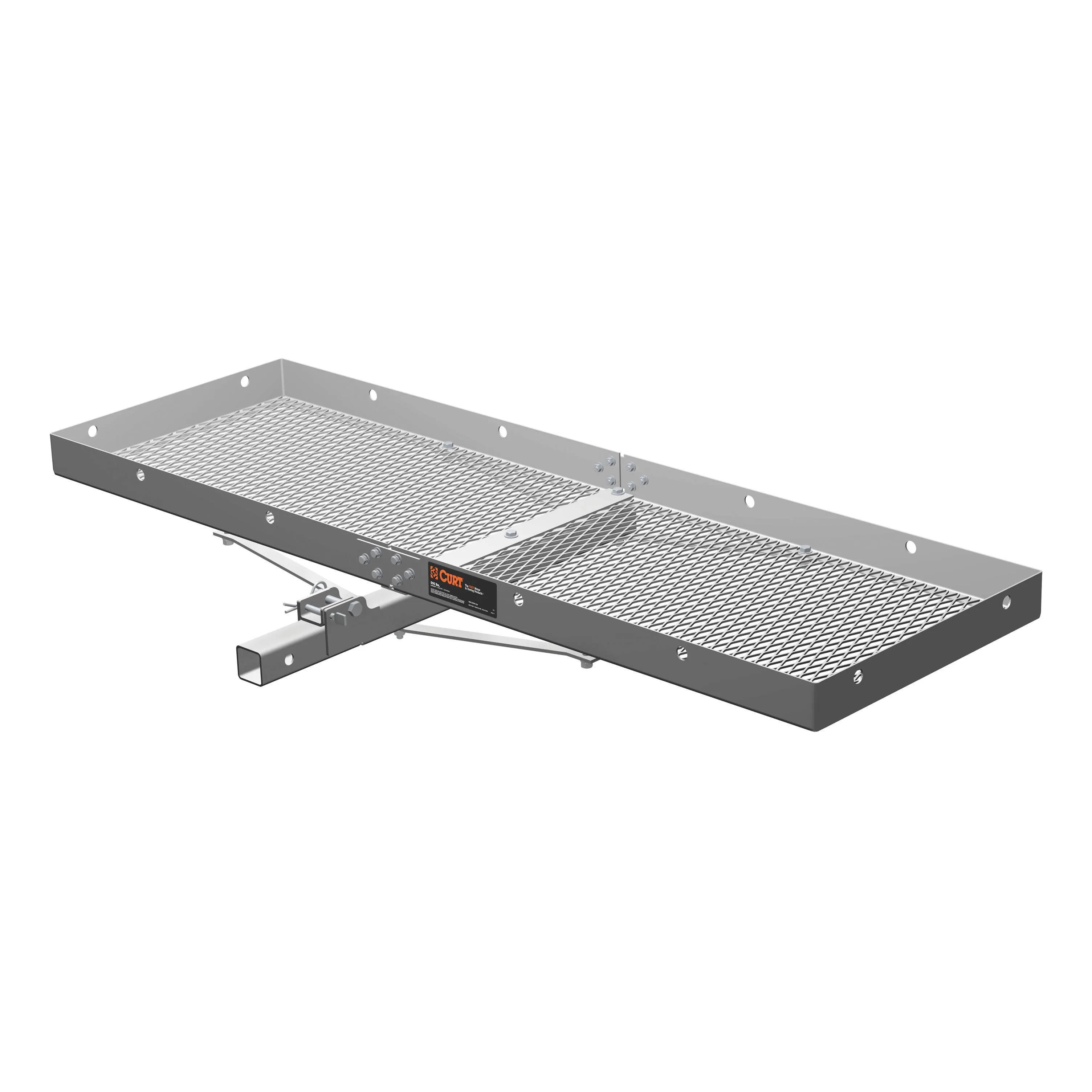 CURT 500 lb. Capacity 60 in. x 20 in. Aluminum Tray-Style Cargo Carrier (Folding 2 in. Shank) 18100