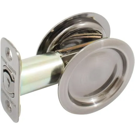 Round Pocket Door Lock Passage (Hall/Closet) Latch 2-3/8 Backset RCL Antique Nickel by Stone Harbor Hardware