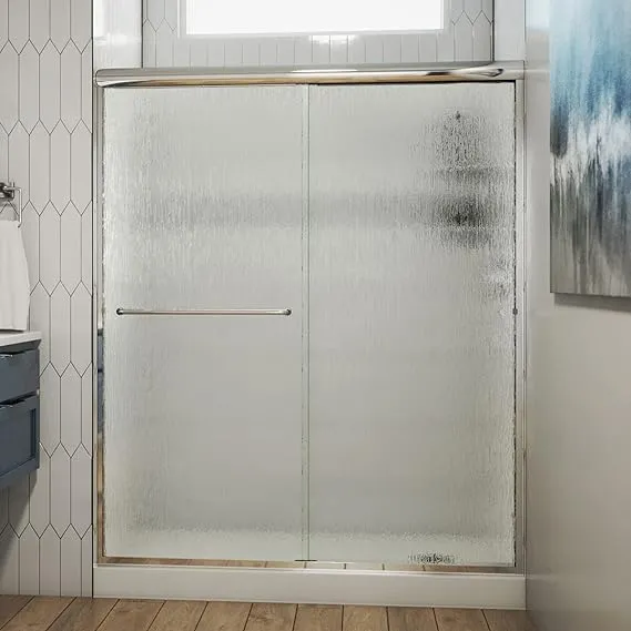 DreamLine Alliance Pro 56-60 in. W x 76 3/8 in. H Semi-Frameless Bypass Sliding Shower Door in Chrome and Rain Glass