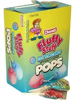 Charms Fluffy Stuff Cotton Candy Pops - 48 count