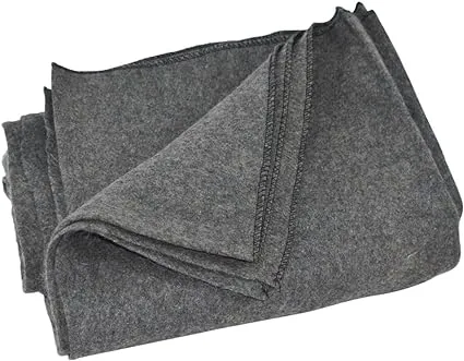 TreasureGurus Large Gray Wool Army/Military Type Blanket Surplus Style Emergency/Survival Gear