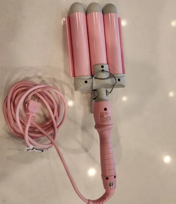 Mermade PRO Hair Waver 1.25" - Hair Waver 3 Barrel, 3 Barrel Curling Iron 1 1/4 Inch, Ceramic Barrel Waver for Thick, Thin, Long, or Short Hair - 1.25", Pink