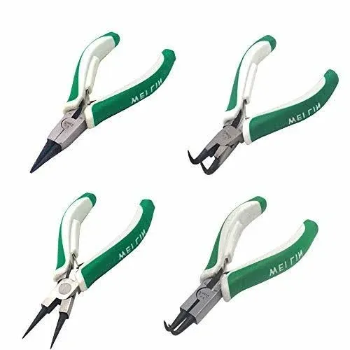 4 Pcs Mini Snap Ring Pliers Set Heavy Duty External/Inter<wbr/>nal Circlip Pliers w...