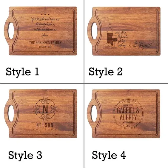 Custom Cutting Boards Wood Engraved - Personalized Cutting Board 100% USA Made - Custom Cutting Board/Thick & Solid Maple, Cherry and Walnut Hardwood - Personalized Cutting Boards Wood Engraved