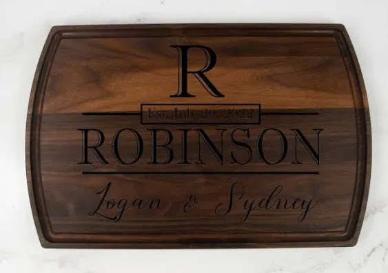 Custom Cutting Boards Wood Engraved - Personalized Cutting Board 100% USA Made - Custom Cutting Board/Thick & Solid Maple, Cherry and Walnut Hardwood - Personalized Cutting Boards Wood Engraved