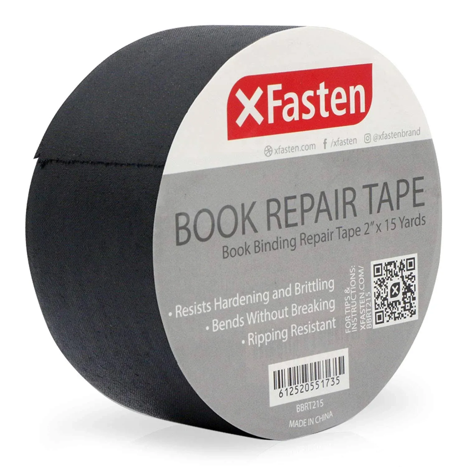 XFasten Book Binding Repair Tape, Black, 2-Inch by 15-Yard, Cloth Library Boo...