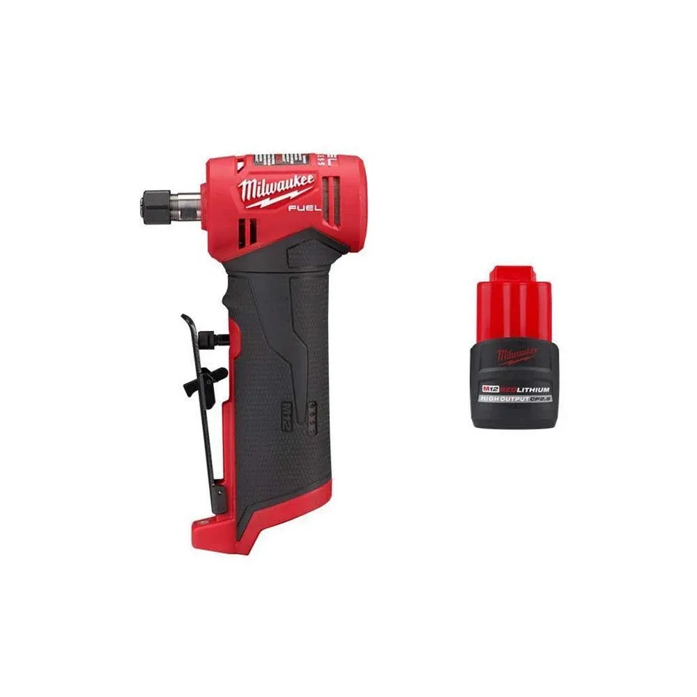 Milwaukee M12 FUEL 12V Lithium-Ion Brushless Cordless 1/4 in. Right Angle Die Grinder (Tool-Only) with Accessories