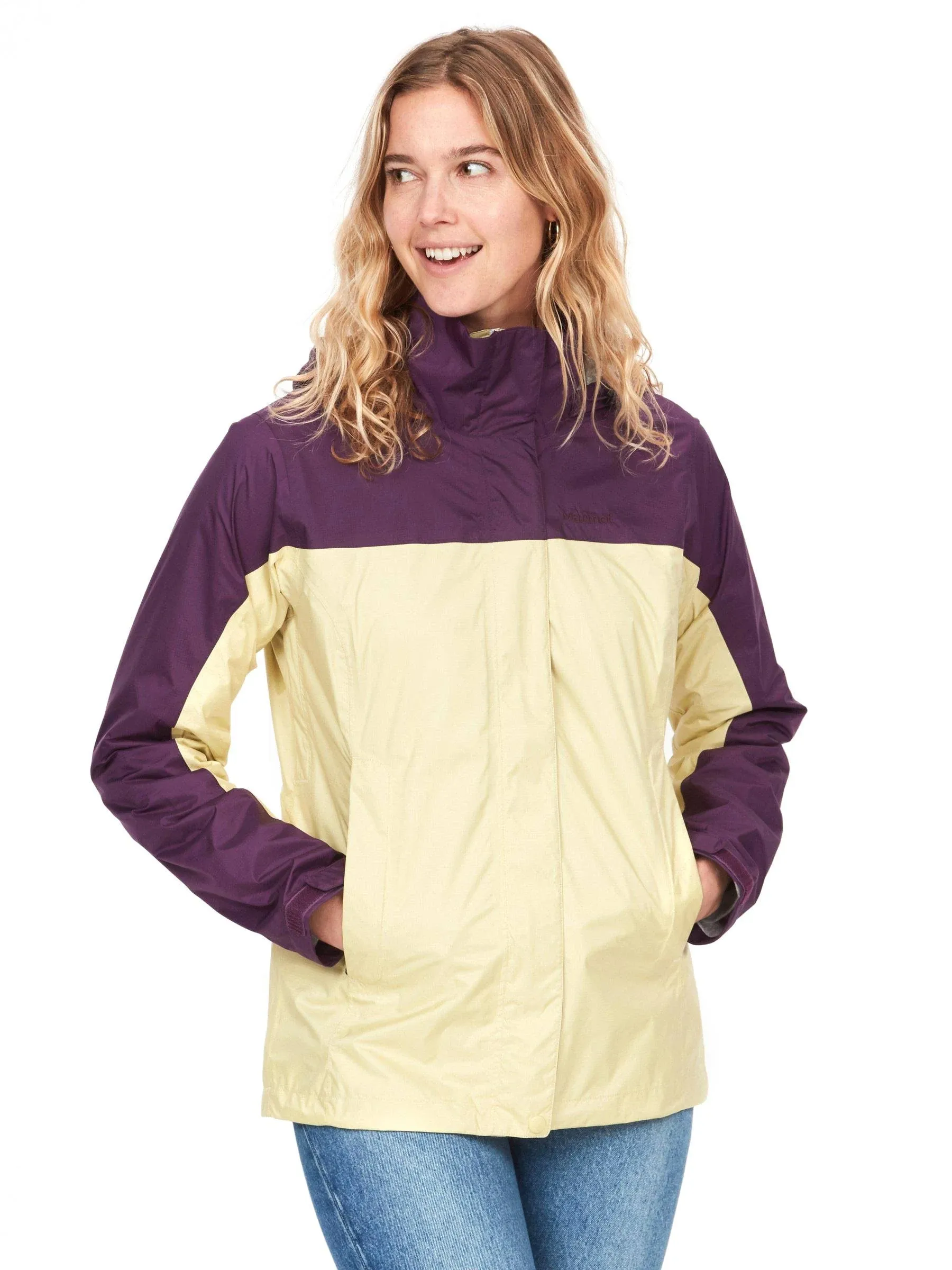 Marmot PreCip Eco Jacket - Women's Wheat/Purple Fig, S