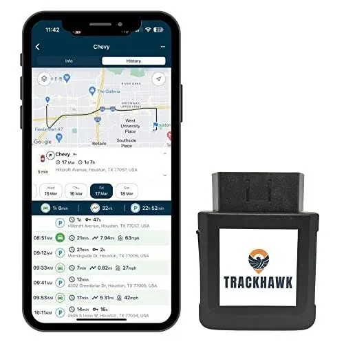 Trackhawk OBD GPS Tracker - GPS Tracker for Cars, Trucks & SUVs, Hidden Vehicle Tracker, Easy Plug & Play, Live-Tracking, Subscription Required - VL04