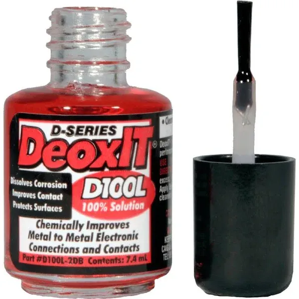 Deoxit 100%, 7.4ml Bottle with Brush, D100L-2DB, Caig Laboratories, Made in USA