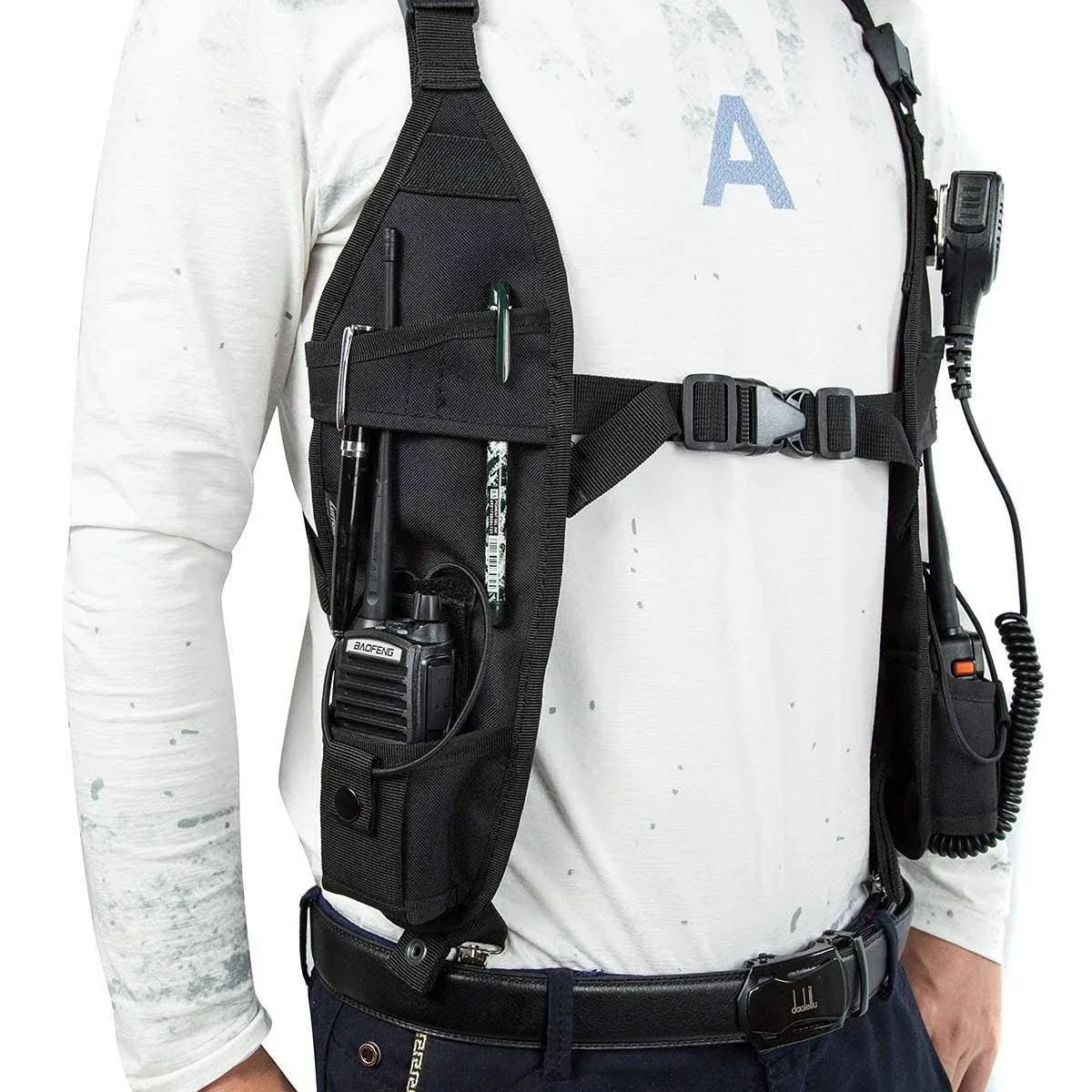 Radio Shoulder Harness Holster Chest Holder Universal Vest Rig for Police Fir...