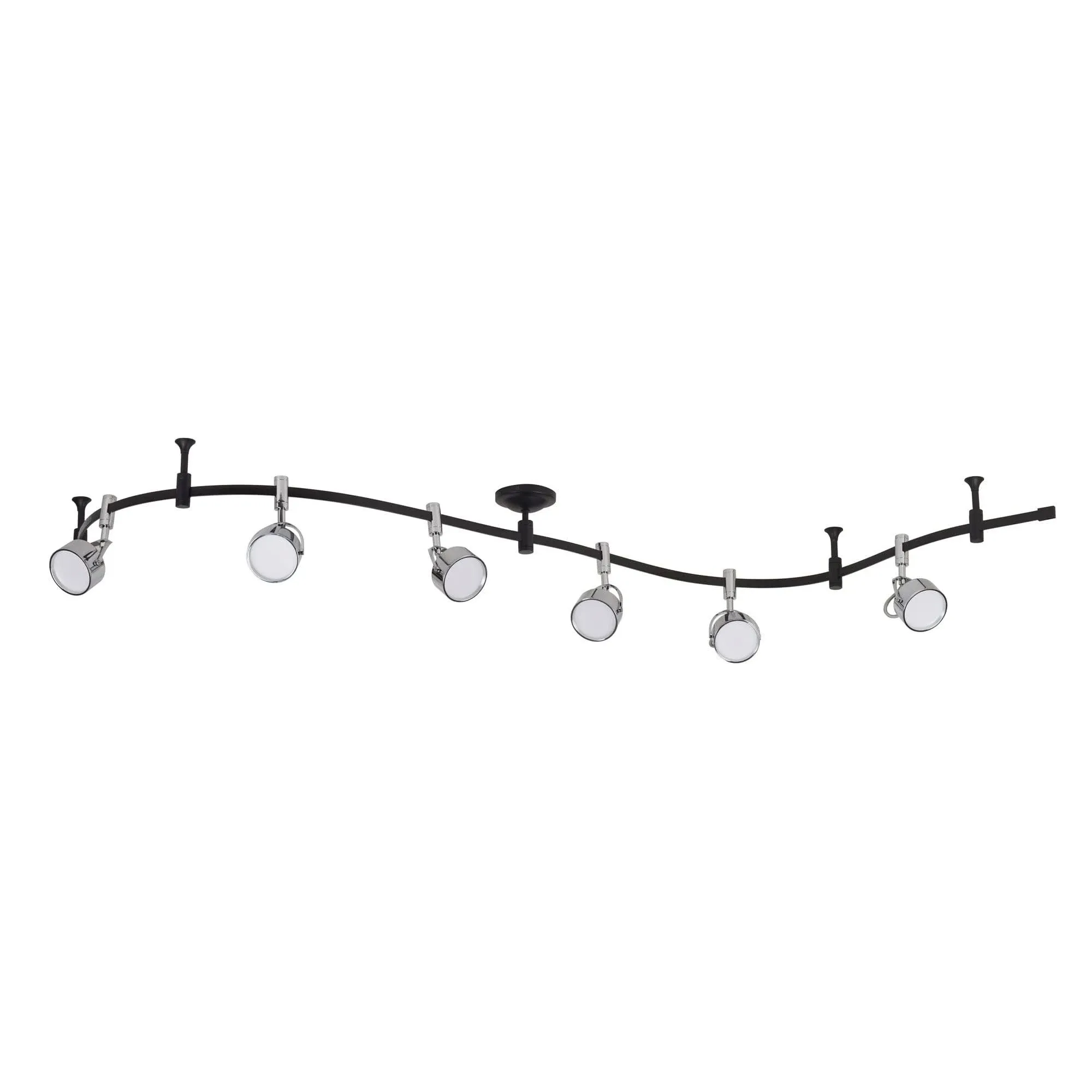 8 ft. 6-Light Black and Chrome Integrated LED Flexible Track Lighting Kit