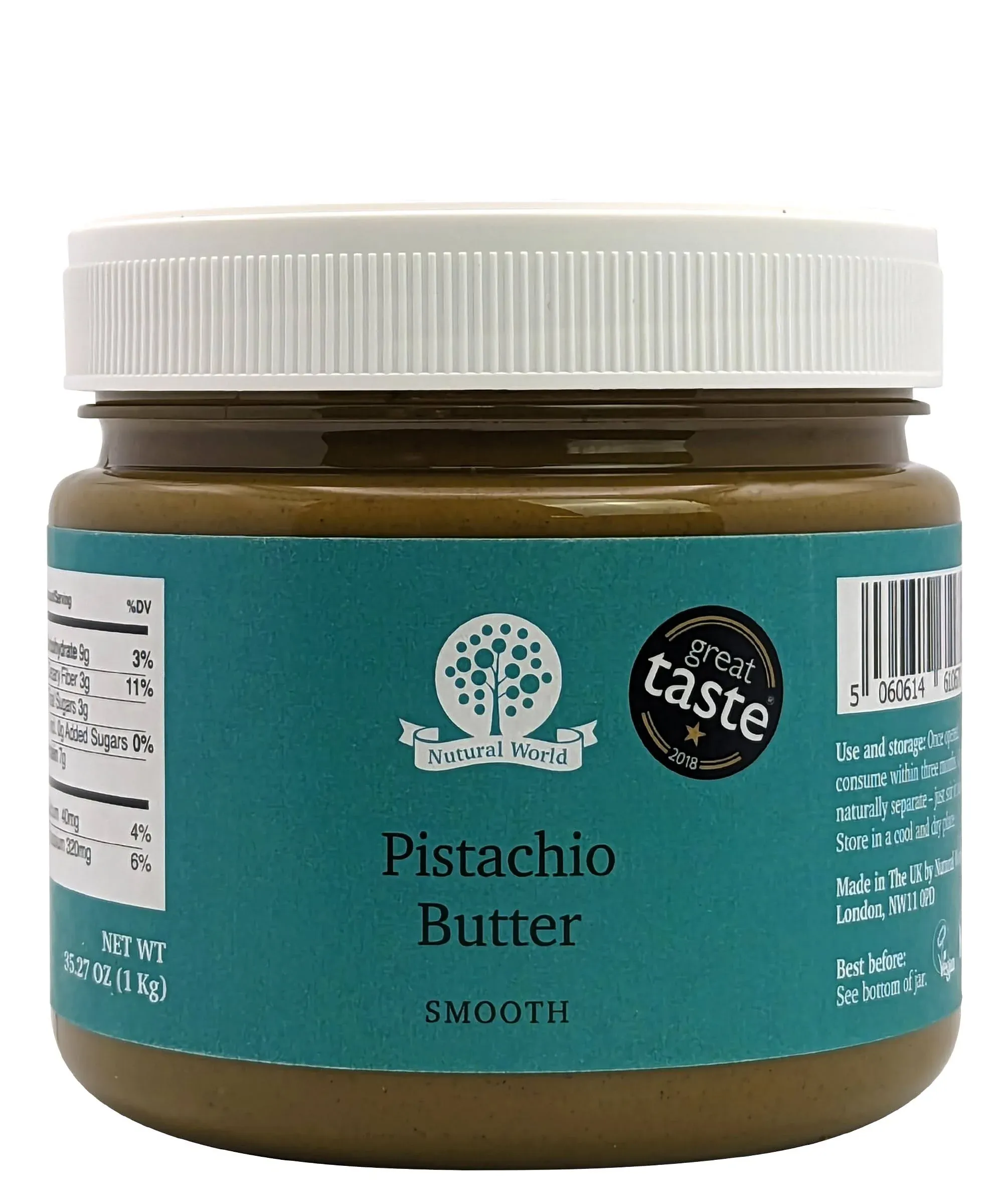 Nutural World - Crunchy Pistachio butter 6 Oz (170g) / 100% pure single ingredient - Great Taste Award winner