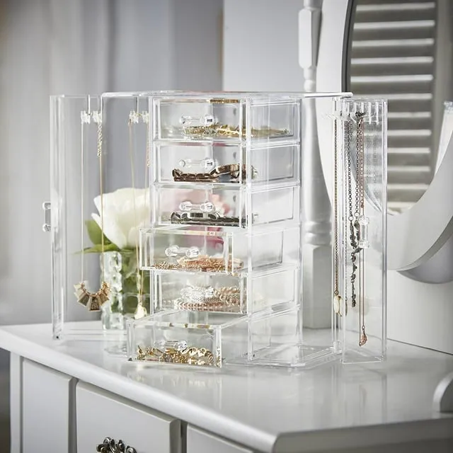 OnDisplay Tiered Acrylic Jewelry Cabinet Organizer