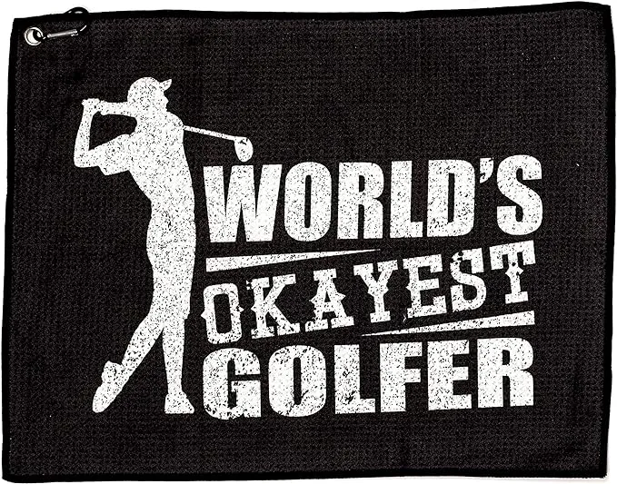 SHANKITGOLF World's Okayest Golfer Funny Golf Towel with Clip