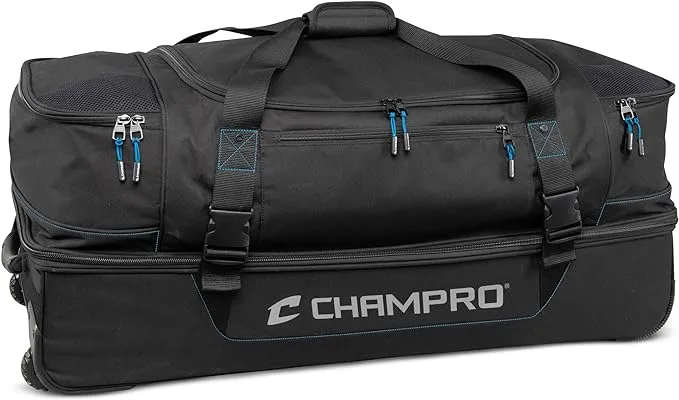 Champro Umpire Equipment Bag on Wheels for Baseball/Softball Officials, Black