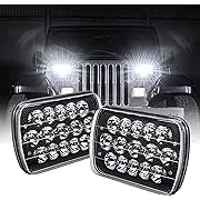 TRUE MODS 7x6 5x7 LED Headlights H6054 6054 Black [Low High Sealed Beam] For JEEP Wrangler YJ Cherokee XJ Chevy Express Blazer S10 Van GMC Savana Ford Econoline E150 Nissan D21 Toyota Pickup Truck