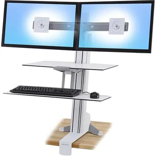 Ergotron – WorkFit-S Dual Monitor Standing Desk Converter, Sit Stand Workstation for Tabletops – with Worksurface, Black