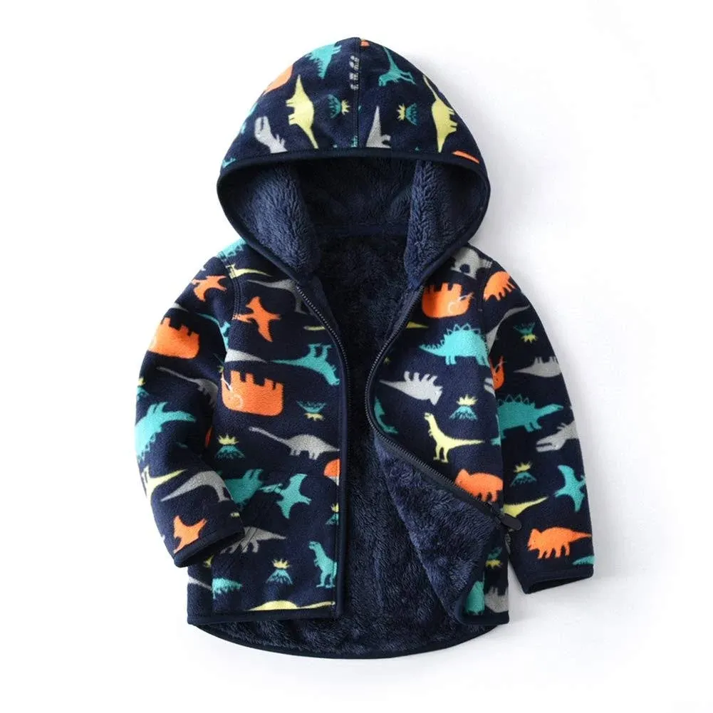 Feidoog Toddler Polar Fleece Jacket Hooded Baby Boys Girls Autumn Winter Long Sleeve Thick Warm Outerwear