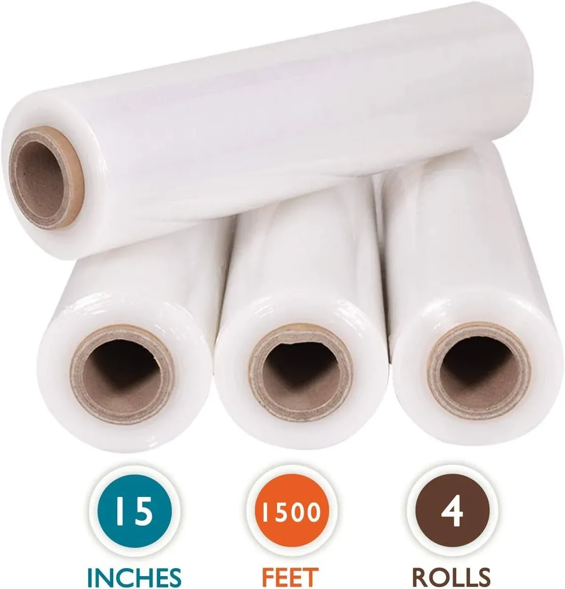 4 Rolls 18" x 1500 Ft Stretch Wrap Heavy Duty