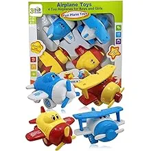 3 Bees & Me Airplane Toys - Set of 4 Toy Airplanes for Boys and Girls - Fun Toys for Toddlers & Kids - Colors May Vary