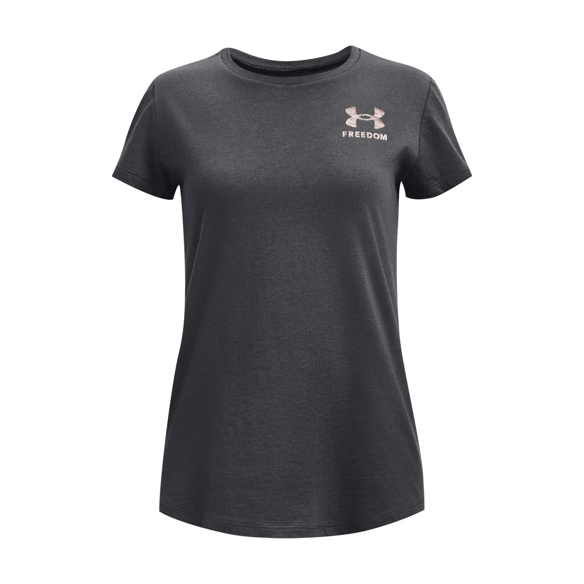 Under Armour Girl's Short Sleeve UA Freedom Flag Foil Graphic T-Shirt - Jet Gray - M