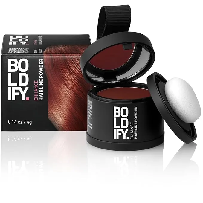 BOLDIFY Hairline Powder Instantly Conceals Hair Loss, Root Touch Up Hair Powder, Hair Toppers for Women & Men, Hair Fibers for Thinning Hair, Root Cover Up, Stain-Proof 48 Hour Formula (Light Brown)