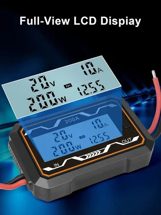 200A RC Watt Meter Power Analyzer LCD Battery Voltage Amp Power Aircraft Meter 