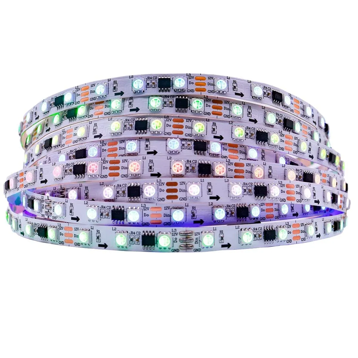 LOAMLIN WS2811 RGB IC LED Strip 16.4ft 60LEDs/m Addressable Dream Color Flexible ...