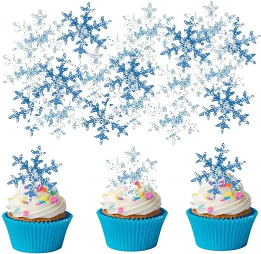 Georld 36pcs Edible Wafer Snowflakes Cake Topper Cupcake Toppers