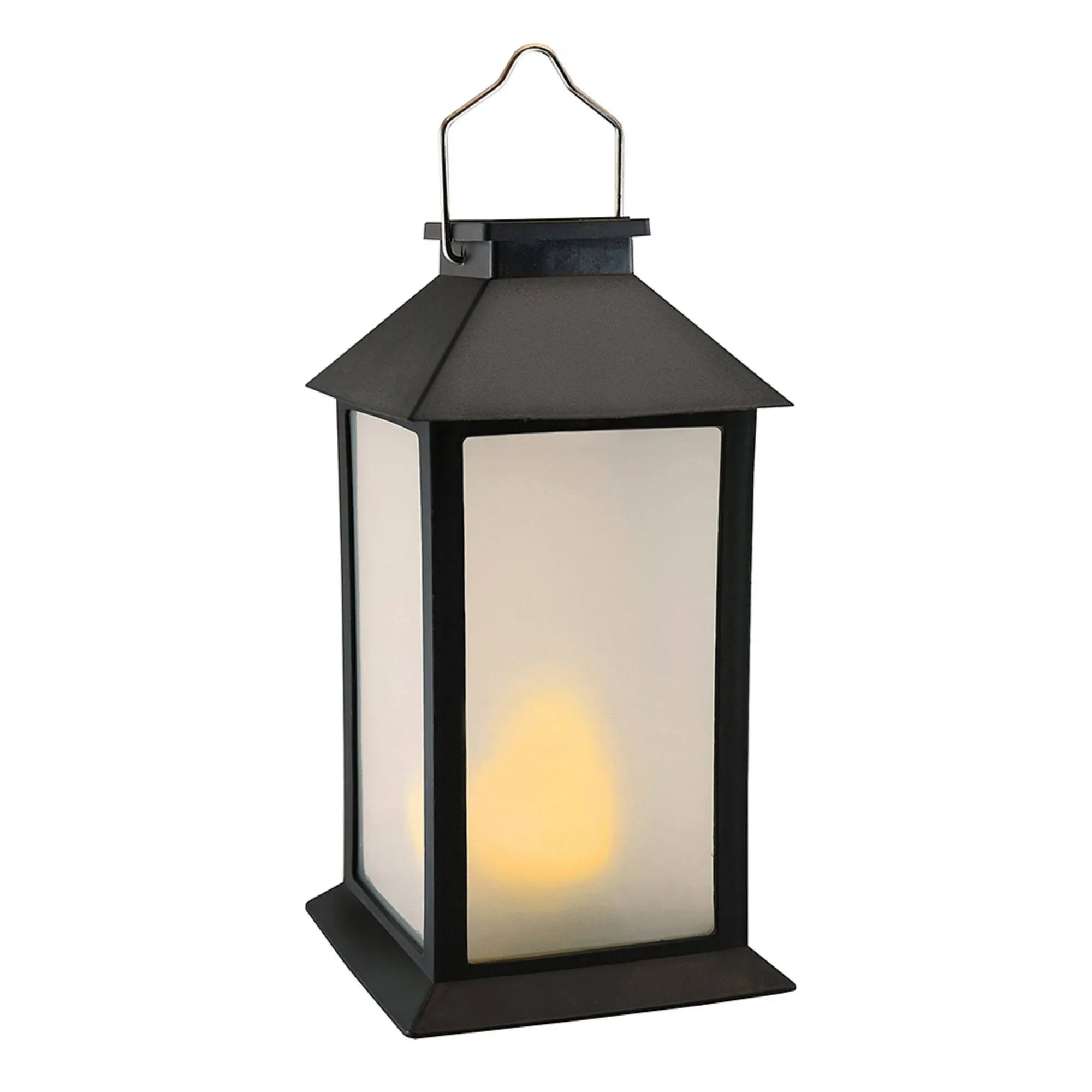 Lumabase Solar Powered Flame Effect Black LED Lantern