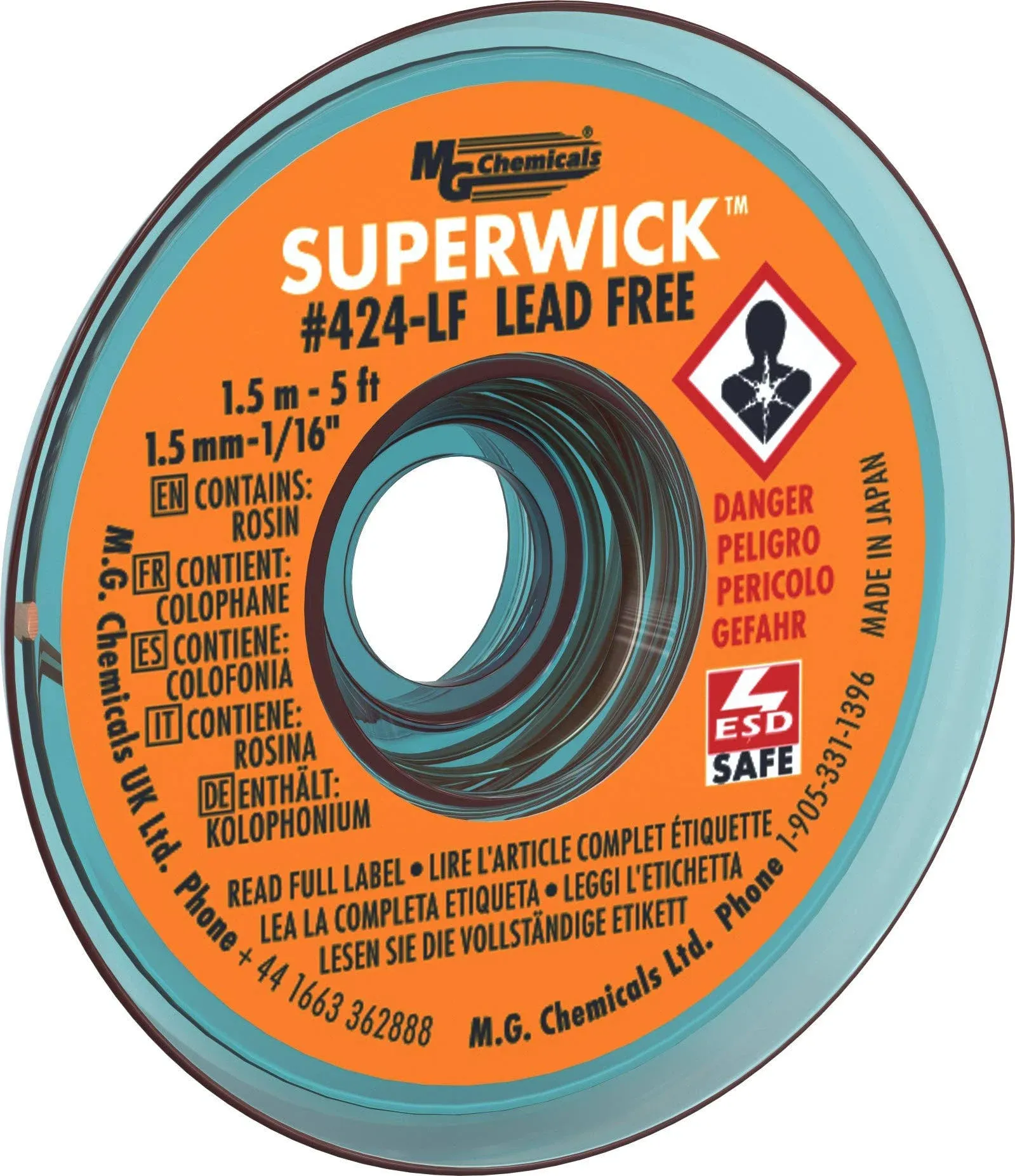 MG Chemicals - 424-LF Desoldering Braid #2 Fine Braid Super Wick for Lead Free