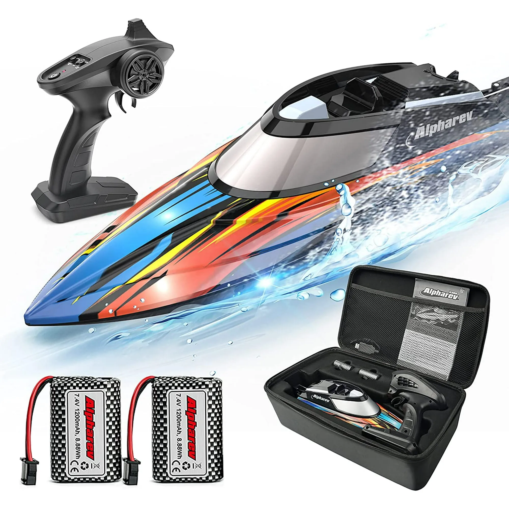 YCFUN 20+ MPH RC Boat with Case, Fast Remote Control Boat for Adults Kids for Pools and Lakes