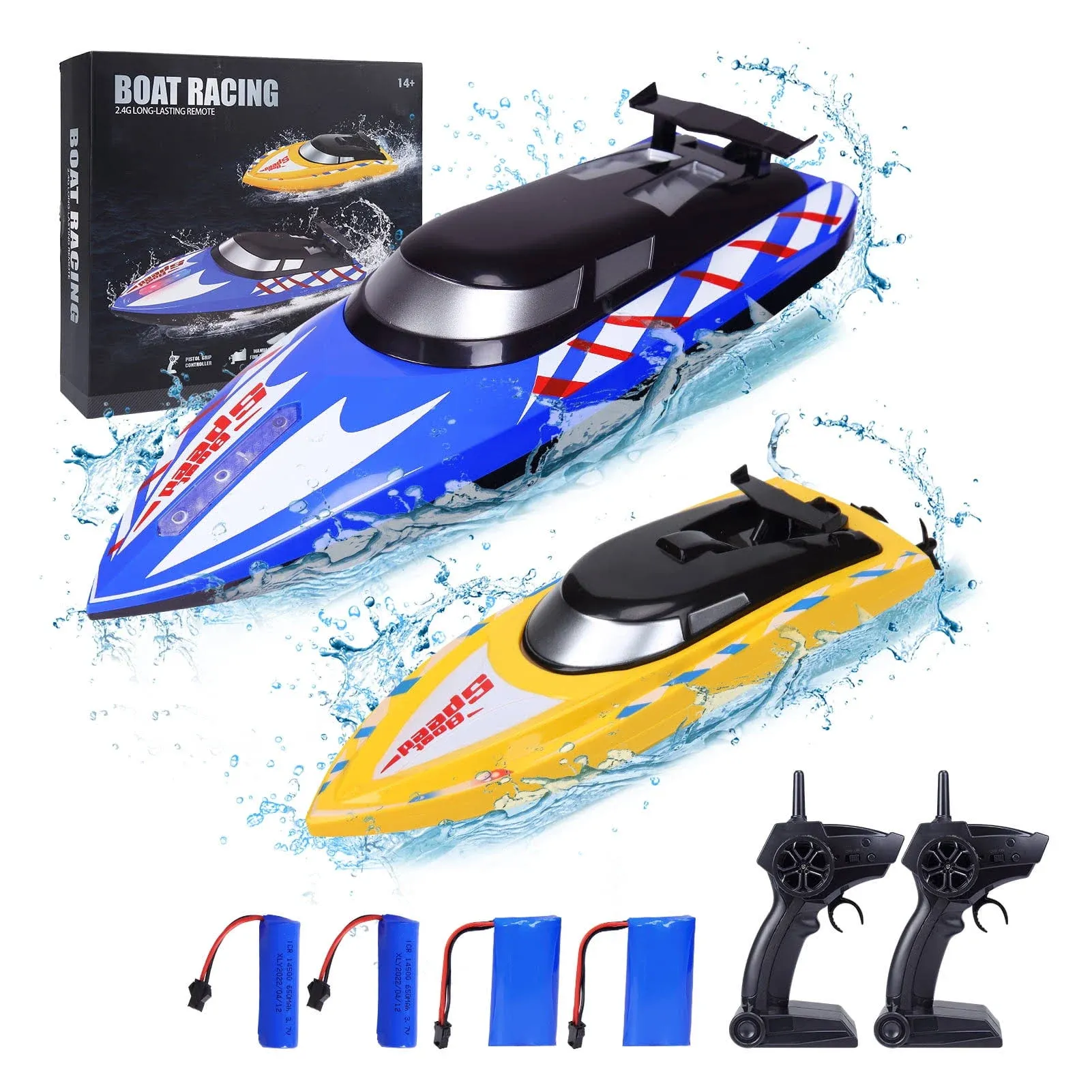 Outop RC Boat-AlphaRev R208 20+ MPH Remote Control Boat with LED Light for Pools ...