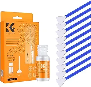 K&F Concept 24mm Full Frame Sensor Cleaning Swab*10 + 20ml Sensor Cleaner, DSLR SLR Digital Camera CMOS and CCD Sensor Cleaning Swab Kits for Nikon Sony Canon Camera Clean