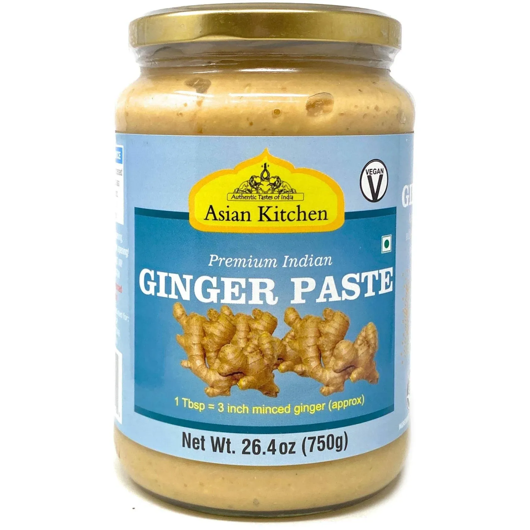 Asian Kitchen Ginger Cooking Paste 26.5oz (750g) Glass Jar ~ Vegan | Gluten Free | NON-GMO | No Colors | Indian Origin