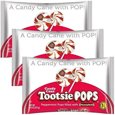 Candy Cane Tootsie Pops 9.6 Oz. Bags Pack Of 3